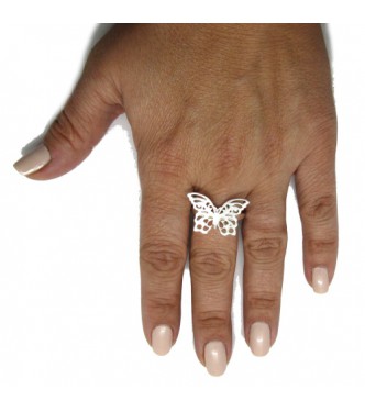 R001864 Stylish Sterling Silver Ring Stamped Solid 925 Butterfly Handcrafted